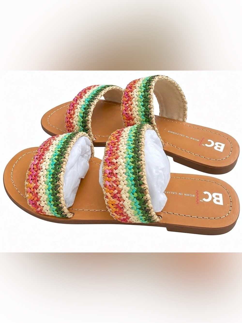 BC Footwear Multicolor & Brown Woven Slide Sandals